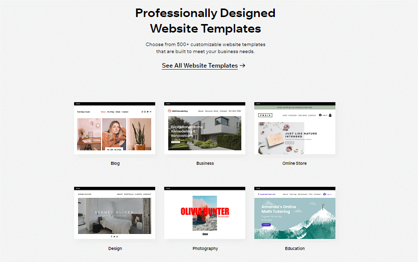 wix website template