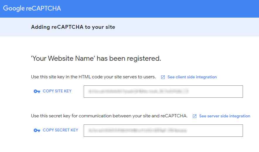 recaptcha keys