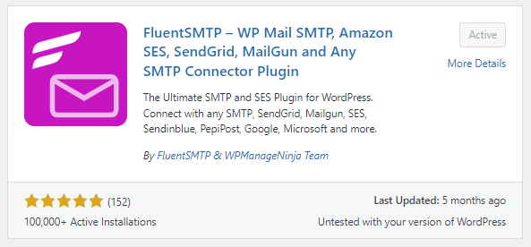 fluent SMTP plugin