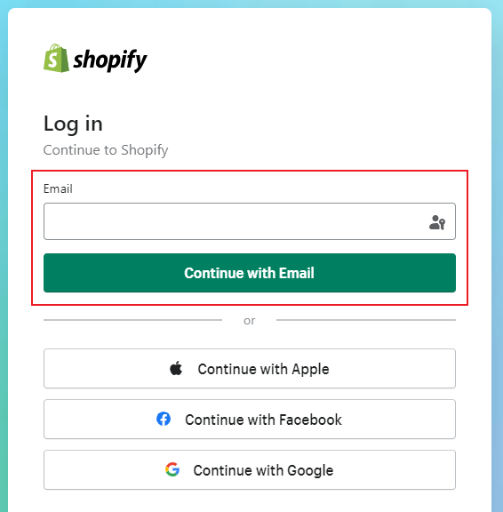 shopify login with email and password