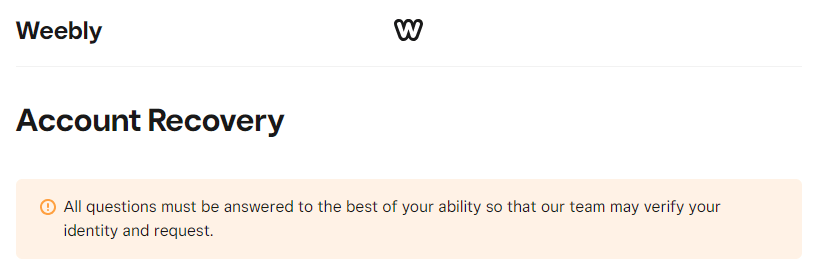 weebly contact page to recover username or email