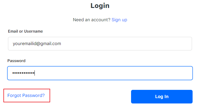 weebly forget password option