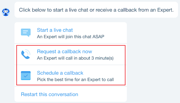 wix call back option