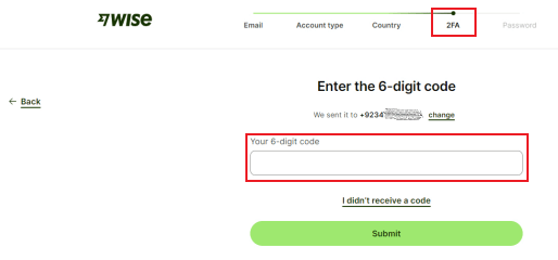 Wise account 2 step verificatin